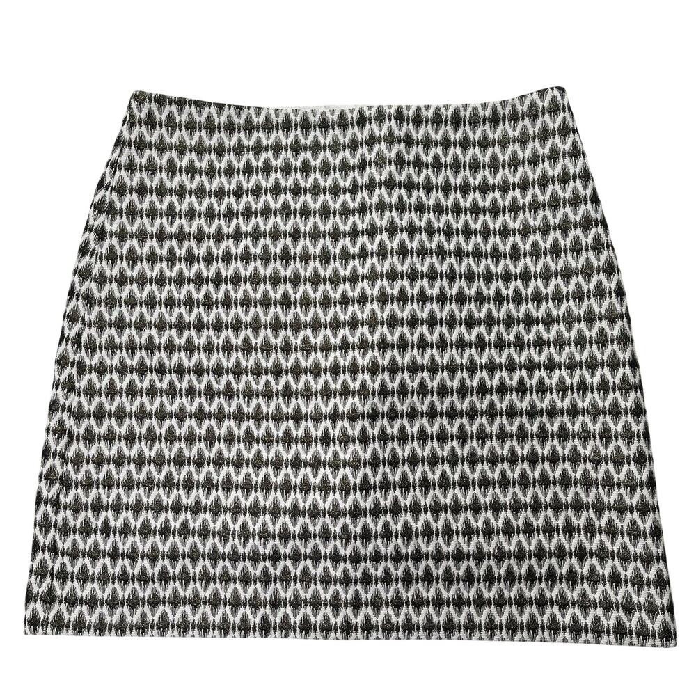 LOFT Black & White Geometric Pencil Skirt